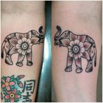 Elephant Tattoo by Andrew Tamayo #matchingtattoos #couplestattoos #couple #AndrewTamayo