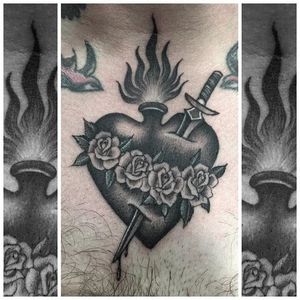 Sacred Heart Tattoo by Gianluca Fusco #sacredheart #blackandgrey #blackandgreyart #fineline #blackandgreyartist #GianlucaFusco