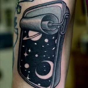 The whole universe in a sardine can. Tattoo by Kreatyves  #Kreatyves #surreal #geometric #pattern #opticalillusion