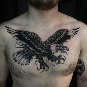 Blackwork Eagle Tattoo by Jay Breen #eagle #eagletattoo #traditional #traditionaltattoo #oldschool #classictattoos #traditionalartist #JayBreen