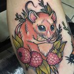 Mouse tattoo by Maddison Magick #MaddisonMagick #color #mouse #raspberries #neotraditional