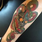 Hannya Snake Tattoo by Fran Massino #hannya #hannyatattoo #japanese #americanjapanese #westernjapanese #japanesedesigns #traditionaltattoos #tradtitional #FranMassino