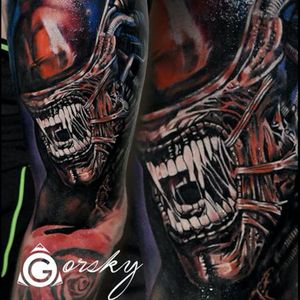 Damien Gorski's (IG—gorskytattoo) portrait of a xenomorph might be the best ever. #Alien #color #DamienGorski #portraiture #Xenomorph