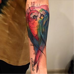 Parrot tattoo by Victor Montaghini #VictorMontaghini #graphic #watercolor #sketch #parrot