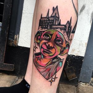 Dobby by Little Andy (via IG -- littleandytattoo) #littleandy #harrypotter #harrypottertattoo #dobby #dobbytattoo