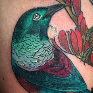 Bird Tattoo by Charlotte Timmons @charlotte_eleanor88 #color #illustration #neotraditional #bird #flower #charlottetimmons #charlotte_eleanor88