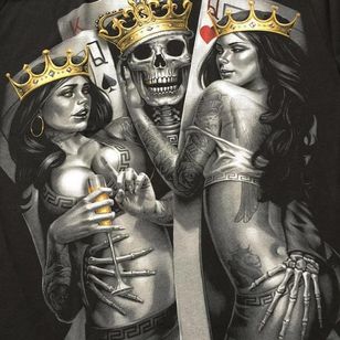 Naipes de OG Abel #OGAbel #art #chicano #blackandgrey #pinup #skull #king #queen