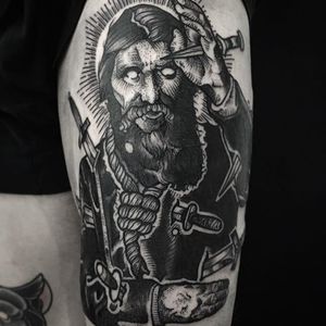 Rasputin Tattoo by Phil Kaulen #rasputin #rasputintattoo #rasputintattoos #russiantattoos #PhilKaulen