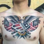 Traditional by Steve Vonrįepen #SteveVonrjepen #traditional #color #eagle #flag #tattoooftheday