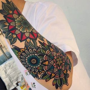 Bold and colorful mandala tattoo collection by Mico @Micotattoo #Micotattoo #Mico #mandala #flower #bold