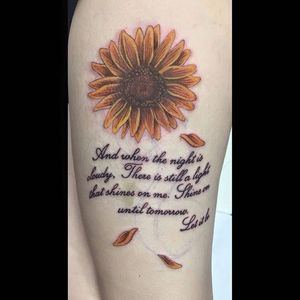 Sunflower and Let It Be lyrics (via IG—gamble_tattoos) #PlayItAgain #LyricTattoo #MusicTattoo #TheBeatles #LetItBe