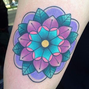 Mandala tattoo by Alex Strangler. #AlexStrangler #mandala #purple