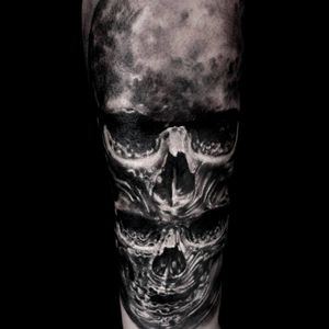 Horror skull tattoo #skulltattoo #HanBumLee #blackwork #skull #blackAndWhite