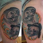 Pet dogs styled as Easy E and Notorious B.I.G. Tattoo by Jack Douglas. #newschool #JackDouglas #petportrait #dog #dogportrait #EasyE #NotoriousBIG