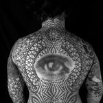Back-piece in progress by Hands Mark #HandsMark #blackwork #geometric #mandala #pattern #eye #tattoooftheday
