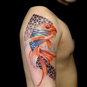 Fish Tattoo by Martynas Šnioka #fish #fishtattoo #watercolor #watercolortattoo #abstract #abstracttattoo #graphic #graphictattoo #lithuanian #MartynasSnioka
