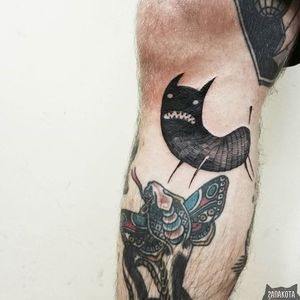 Cat Tattoo by Panakota #AnimalTattoos #AnimalTattoo #IllustrativeTattoos #IllustrativeTattoo #GraphicTattoo #AbstractTattoo #Panakota
