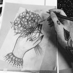 Hand flower illustration by Bex Fisher #BexFisher #tattooartist #flowers #drawing