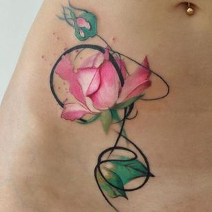 Tatuaje de rosa de acuarela de Aleksandra Katsan #AleksandraKatsan #watercolor #watercolor #flower #rose