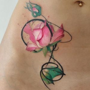 Watercolour rose tattoo by Aleksandra Katsan #AleksandraKatsan #watercolour #watercolor #flower #rose