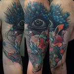 Impressive graphic tattoo by Hector Cedillo #HectorCedillo #graphic #eye #crystal #eyelashes