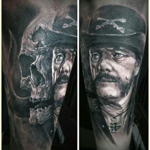 Motörhead tattoo by Nicko Metalink #NickoMetalink #blackandgrey #realistic #portrait #skull #motorhead #lemmy