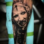 A portrait of Marilyn Manson by Jhon Gutti (IG—jhongutti) #blackandgrey #horror #JhonGutti #MarilynManson #realism