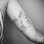 Single line faces tattoo by Mo Ganji. #MoGanji #minimalist #singleline #continuousline #portrait #face