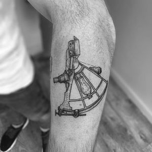 Sextant Tattoo by @tomtomtatts #sextant #nauticaltattoos #sailortattoos #TomTomTattoos