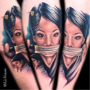 O-Ren Ishii, a "Cotton-Mouth" de Kill Bill, por Liz Venom #LizVenom #QuentinTarantino #TarantinoTattoo #movie #filme #cinema #orenishii #lucyliu #killbill #katana #sword #espada #cottonmouth #woman #mulher#nerd #geek