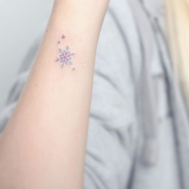 Tattoo uploaded by Xavier  Snowflake tattoo by Mini Lau subtle  microtattoo pastel southkorean feminine girly tiny MiniLau snowflake   Tattoodo