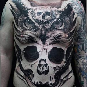 Insane front piece in progress, tattoo by #MattJordan #tattoo #art #realism #skull