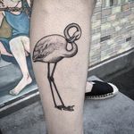 Flamingo Tattoo by Andy Ma #flamingo #blackworkflamingo #blackwork #blackworktattoo #blackworktattoos #contemporary #contemporaryblackwork #moderntattoo #blackink #blackinktattoo #blackworkartist #AndyMa