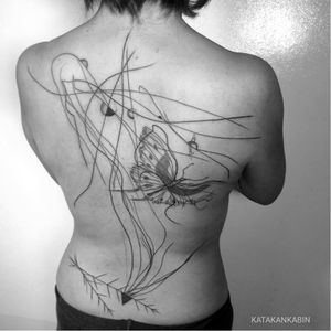 Butterfly tattoo by Katakankabin #Katakankabin #linework #sketch #abstract #butterfly
