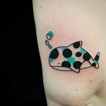 Spotted shark tattoo by Bona Sunama. #BonaSunama #BonaSunamaRaquel #simple #cute #animals #critters #naive #shark #fish #deconstructed