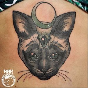 Cat tattoo by Scott M. Harrison #ScottMHarrison #neotraditional #nature #cat