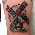 Traditional American style tattoo by Jeroen Van Dijk. #JeroenVanDijk #Amsterdam #traditionalamerican #traditional #windmill