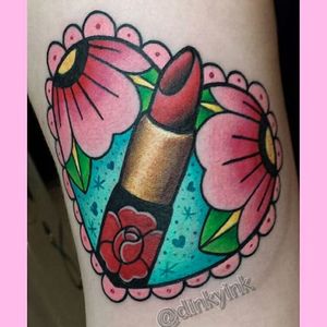 Trad lipstick tattoo by Keelin Cor. #lipstick #makeup #beauty #glamour #trad #KeelinCor