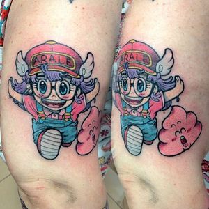 Arale Norimaki tattoo by Mattia Terzi. #MattiaTerzi #anime #dragonballz #arale #aralenorimaki #kawaii #cute #littlegirl #drslump