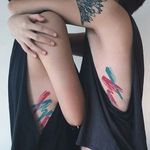 Matching tattoos by Ael Lim. #AelLim #marker #style #abstract #contemporary #sketch #brushstroke #matching