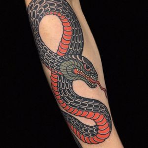 Sweet snake by Yutaro #Yutaro #Japanese #color #snake #reptile #animal #scales #fangs #cobra #tattoooftheday