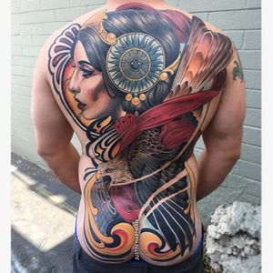 Neo Traditional Tattoo by Justin Hartman #NeoTraditional #NeoTraditionalTattoos #NeoTraditionalArtists #BestArtists #BestTattoos #AmazingTattoos #JustinHartman #Eagle