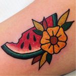 Watermelon tattoo by Val Bleh. #watermelon #fruit #tropical #melon #juicy #traditional #summer