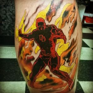 Daredevil tattoo, unknown artist #Daredevil #Marvel #Superhero #comic