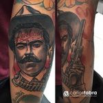 Pancho Villa Tattoo by Carlos Fabra #PanchoVilla #neotraditional #neotraditionalartist #redandblack #twocolor #CarlosFabra