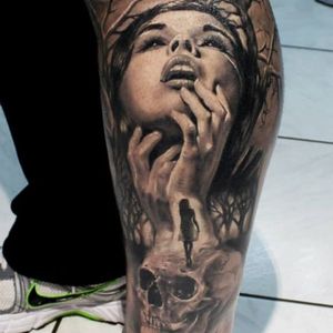 Tatuagem cicatrizada. #caveira #skull #KostasProki #realismo #pretoecinza #blackandgrey #tatuadorgrego #brasil #brazil #portugues #portuguese