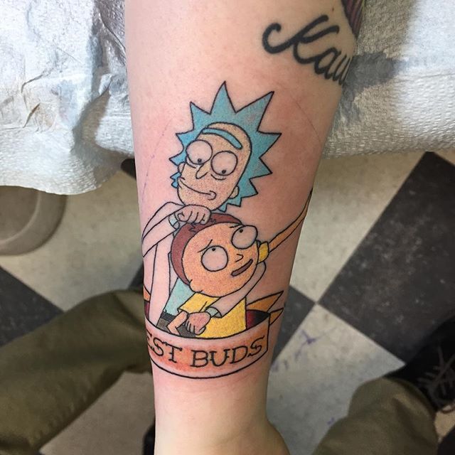 Rick and Morty Tattoo by Chris Compton. 