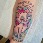 Lady Kitten Tattoo by Sam Whitehead @Samwhiteheadtattoos #Samwhiteheadtattoos #Colorful #Girly #Girlytattoo #Neotraditional #Blindeyetattoocompany #Leeds #UK
