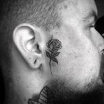 Badass rose face tattoo by Bobby Loveridge @bobbalicious_tattoo #black #blackandgray #churchyardtattoostudio #uk #rose #facetattoo