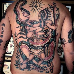 Native Battle Tattoo by Joe Tartarotti #nativeamerican #traditional #traditionalartist #oldschool #vinatge #classic #Italianartist #JoeTartarotti